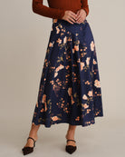 Women's Woven Polyester Skirt Navy - RIHOAS
