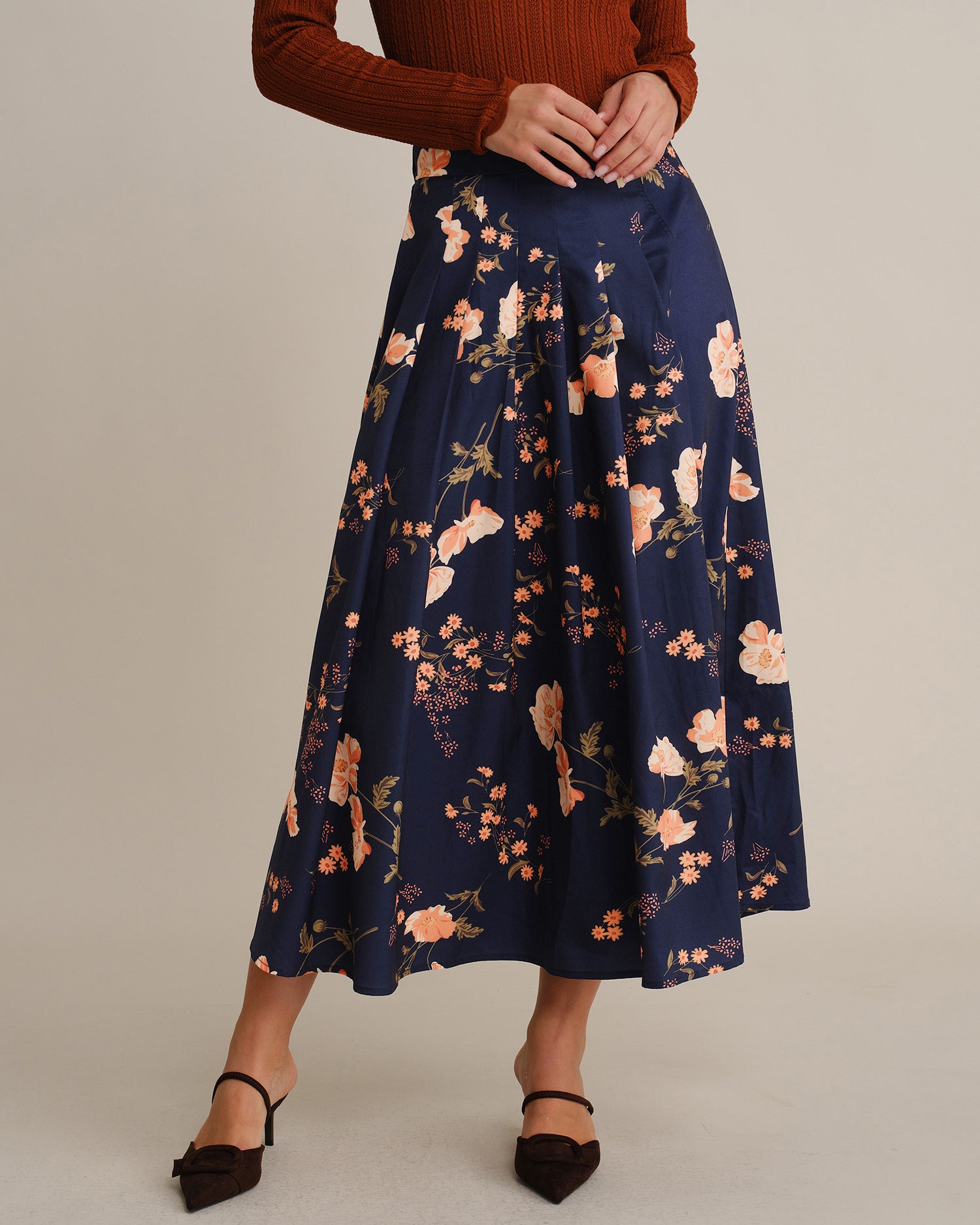 Women's Woven Polyester Skirt Navy - RIHOAS