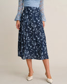 Women's Woven Polyester Skirt Navy - RIHOAS