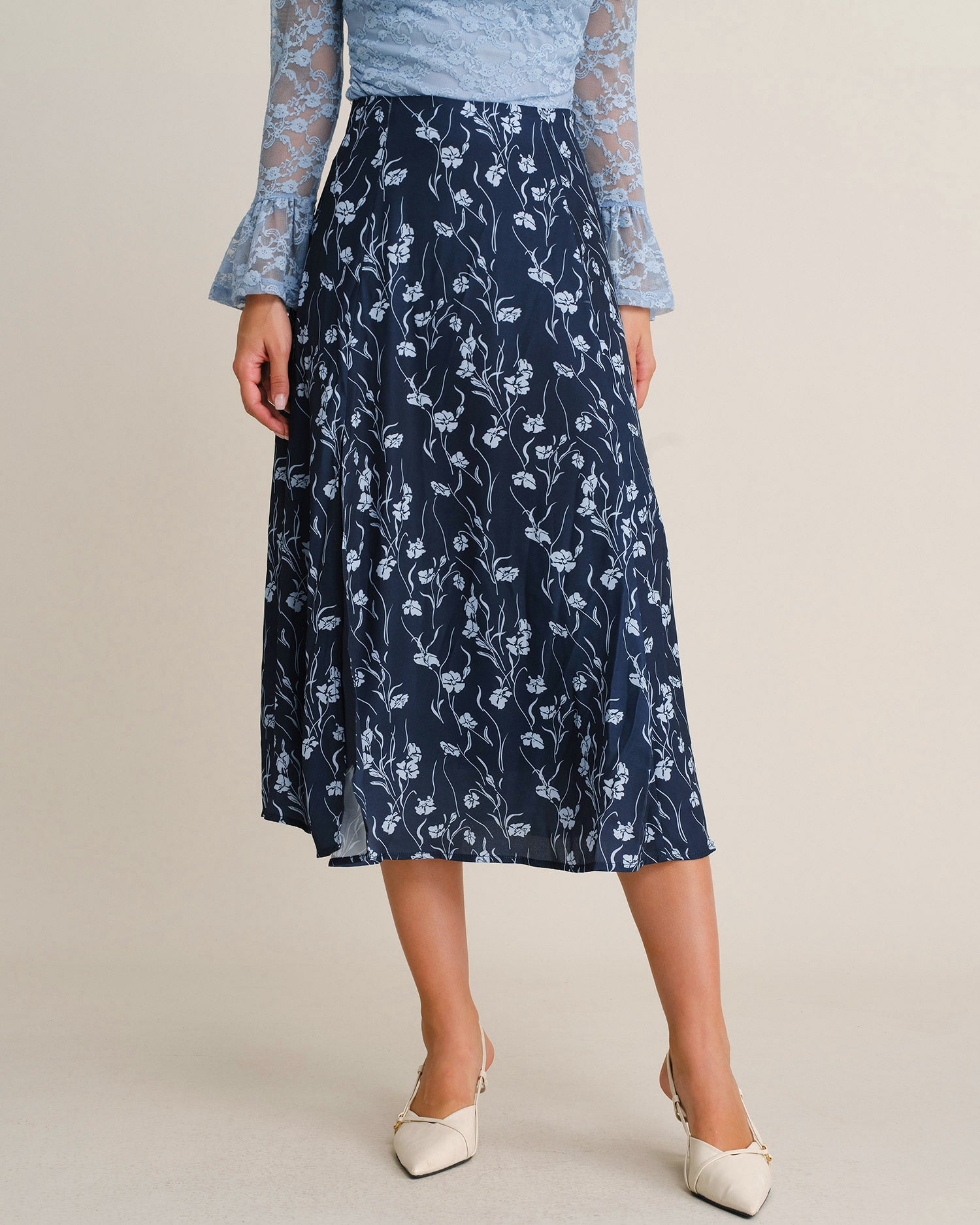 Women's Woven Polyester Skirt Navy - RIHOAS