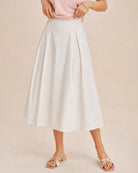 Women's Woven Polyester Skirt Off White Bottoms - RIHOAS