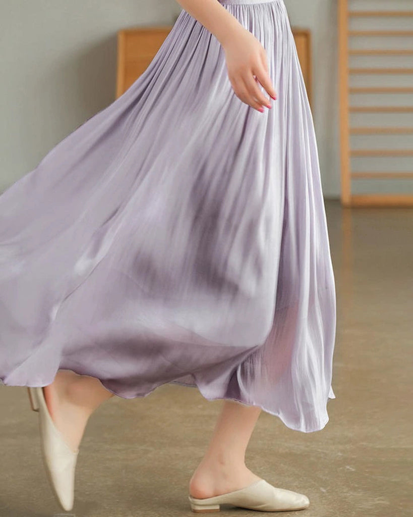 Women's Woven Polyester Skirt Purple Bottoms - RIHOAS