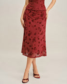 Women's Woven Polyester Skirt Red Bottoms - RIHOAS