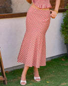 Women's Woven Polyester Skirt Red Bottoms - RIHOAS