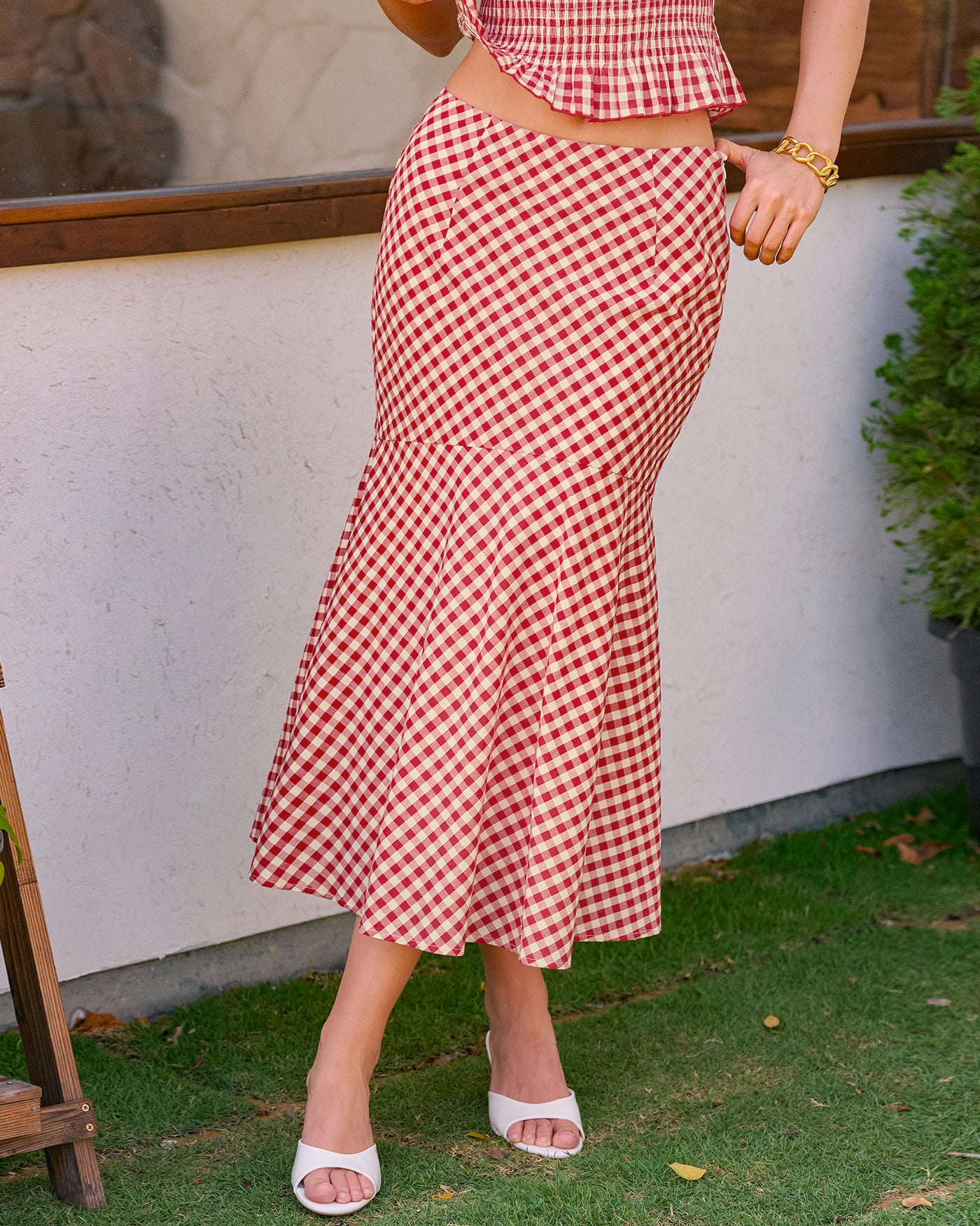 Women's Woven Polyester Skirt Red Bottoms - RIHOAS