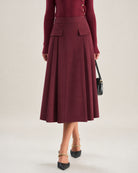 Women's Woven Polyester Skirt Red - RIHOAS