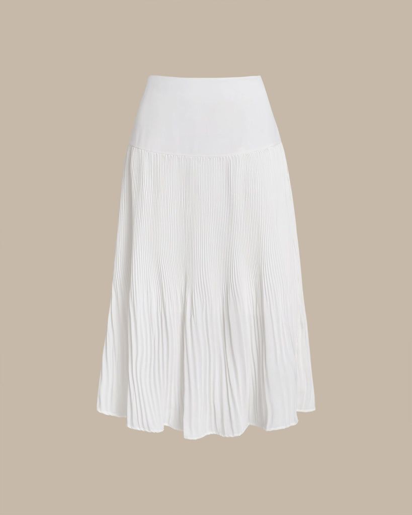 Women's Woven Polyester Skirt White Bottoms - RIHOAS