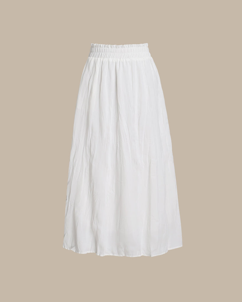 Women's Woven Polyester Skirt White Bottoms - RIHOAS