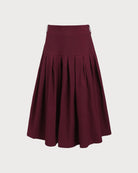 Women's Woven Polyester Skirt Wine Red Bottoms - RIHOAS