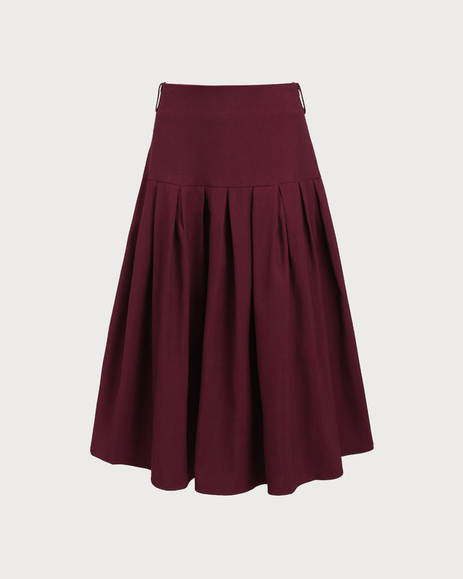 Women's Woven Polyester Skirt Wine Red Bottoms - RIHOAS