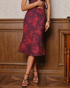 Women's Woven Polyester Skirt Wine Red Bottoms - RIHOAS
