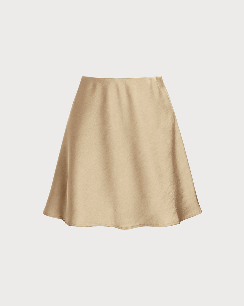 Women's Woven Polyester Skirts Apricot Bottoms - RIHOAS
