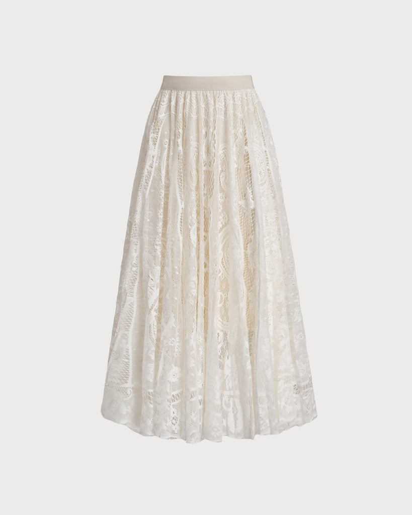 Apricot Elastic Waist A-Line Midi Skirt - RIHOAS