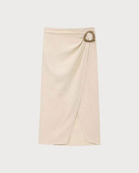 Women's Woven Polyester Skirts Apricot Bottoms - RIHOAS