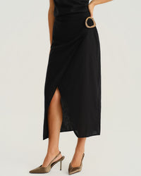 Women's Woven Polyester Skirts Black Bottoms - RIHOAS