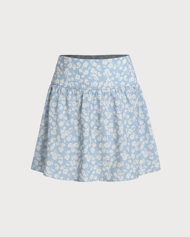 Women's Woven Polyester Skirts Blue Bottoms - RIHOAS