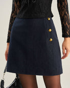 Women's Woven Polyester  Skirts Blue Bottoms - RIHOAS