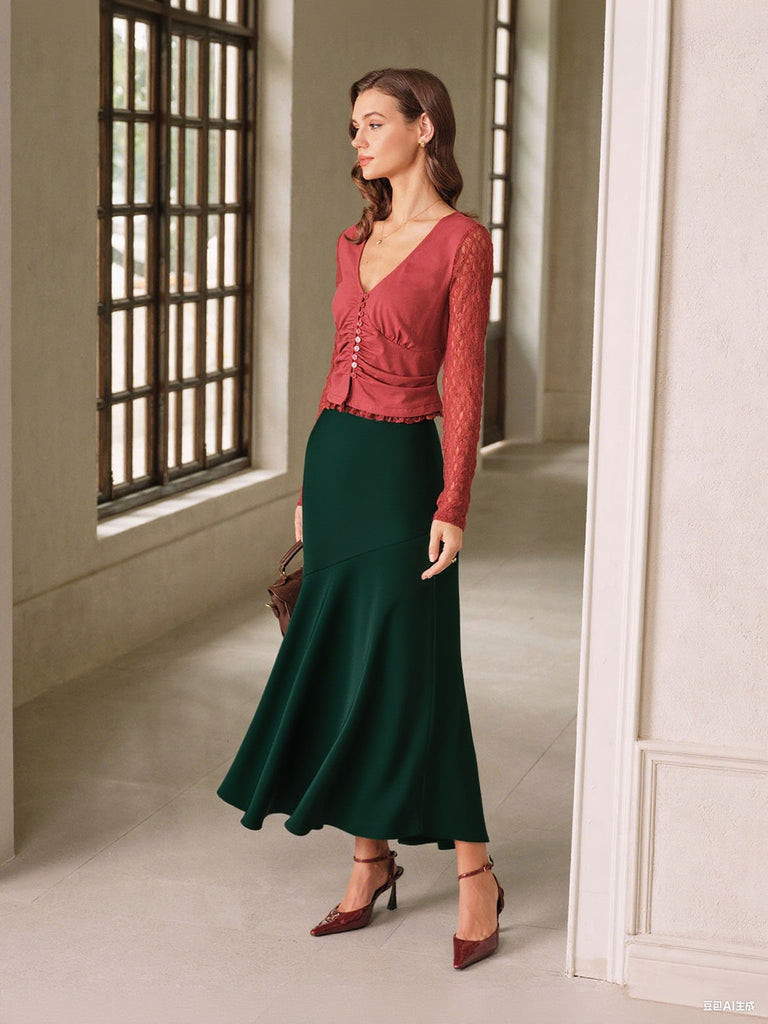 Women's Woven Polyester Skirts Bottoms - RIHOAS