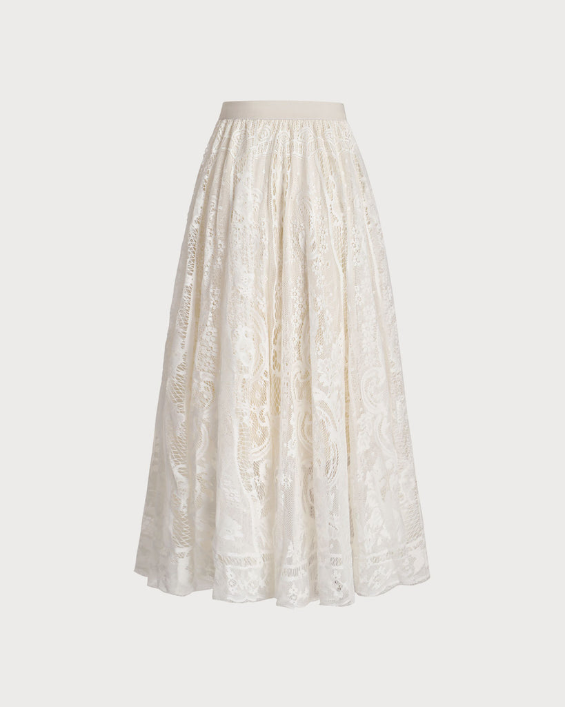 Apricot Elastic Waist A-Line Midi Skirt - RIHOAS
