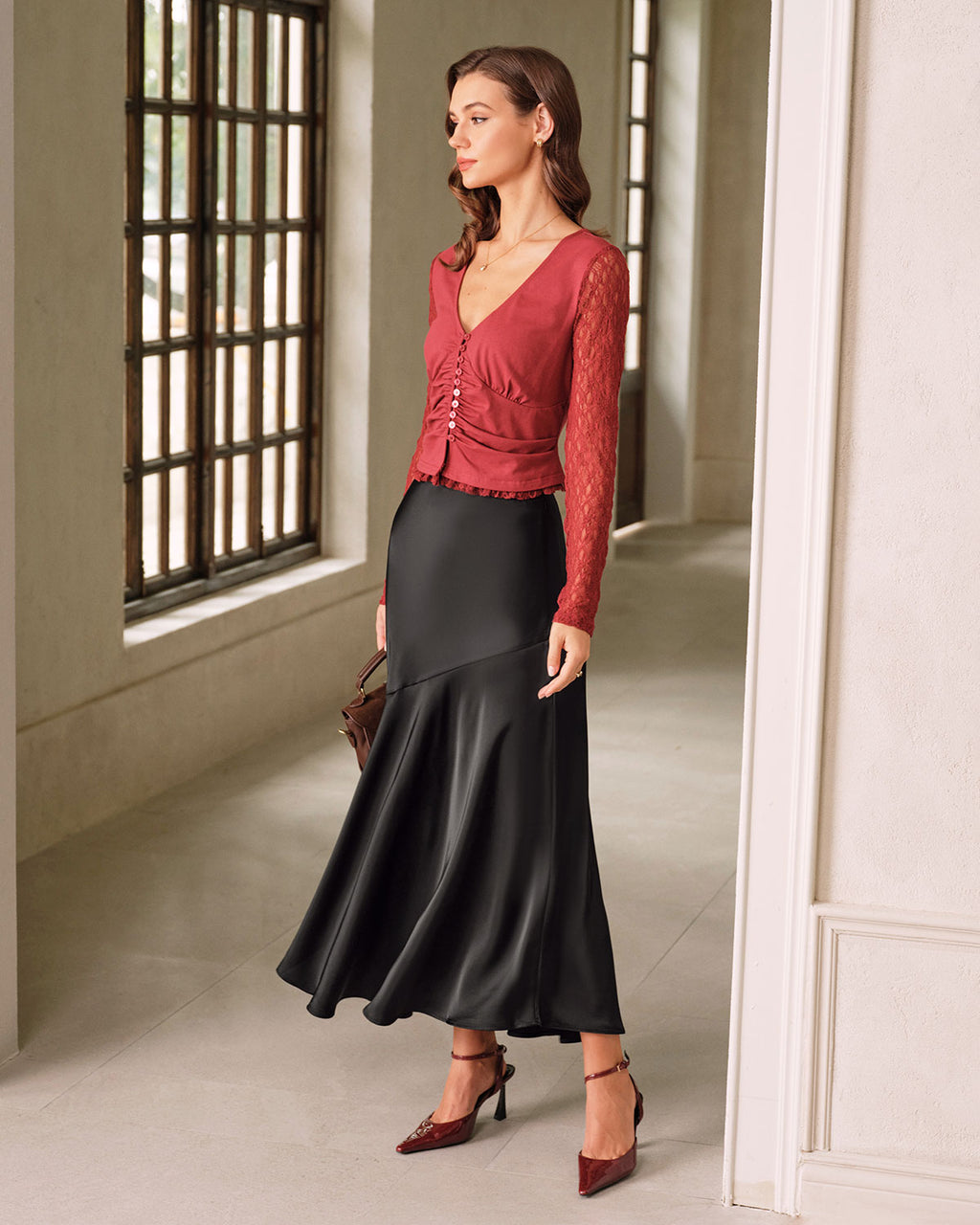 Women's Woven Polyester Skirts Bottoms - RIHOAS