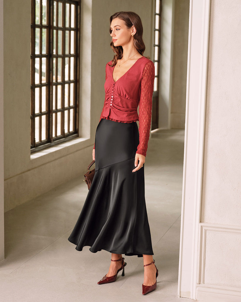 Women's Woven Polyester Skirts Bottoms - RIHOAS
