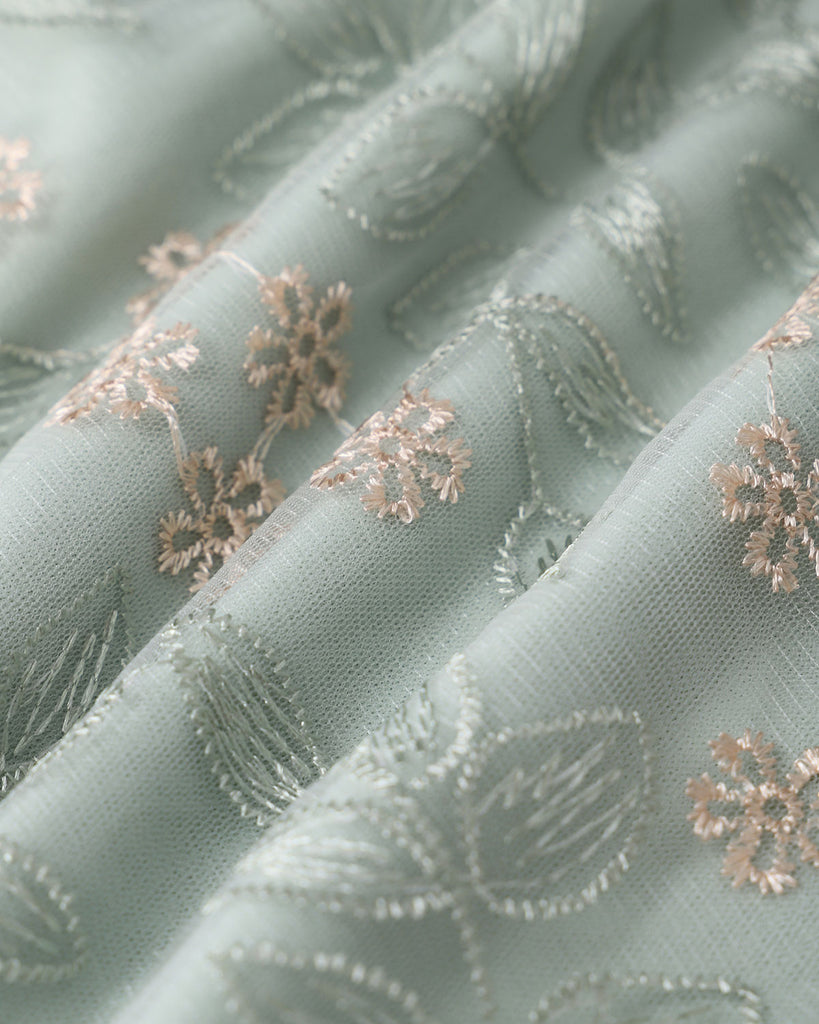 Green Embroidery Elastic Waist Midi Skirt - RIHOAS