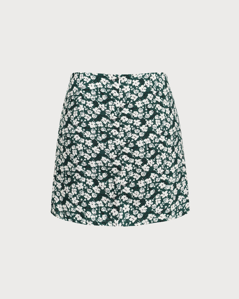Green Floral A-line Mini Skirt - RIHOAS
