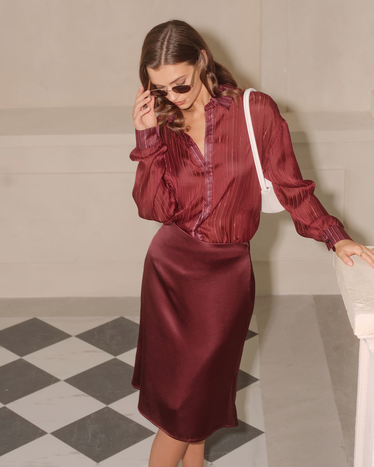 Women's Woven Polyester  Skirts Bottoms - RIHOAS