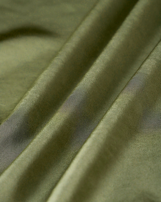 Green Satin Elastic Waist A-Line Mini Skirt - RIHOAS