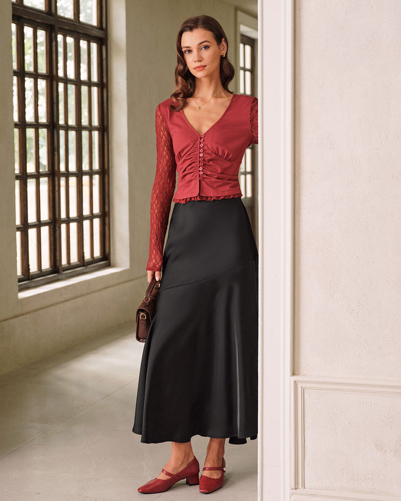 Women's Woven Polyester Skirts Bottoms - RIHOAS