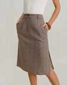 Women's Woven Polyester Skirts Brown Bottoms - RIHOAS
