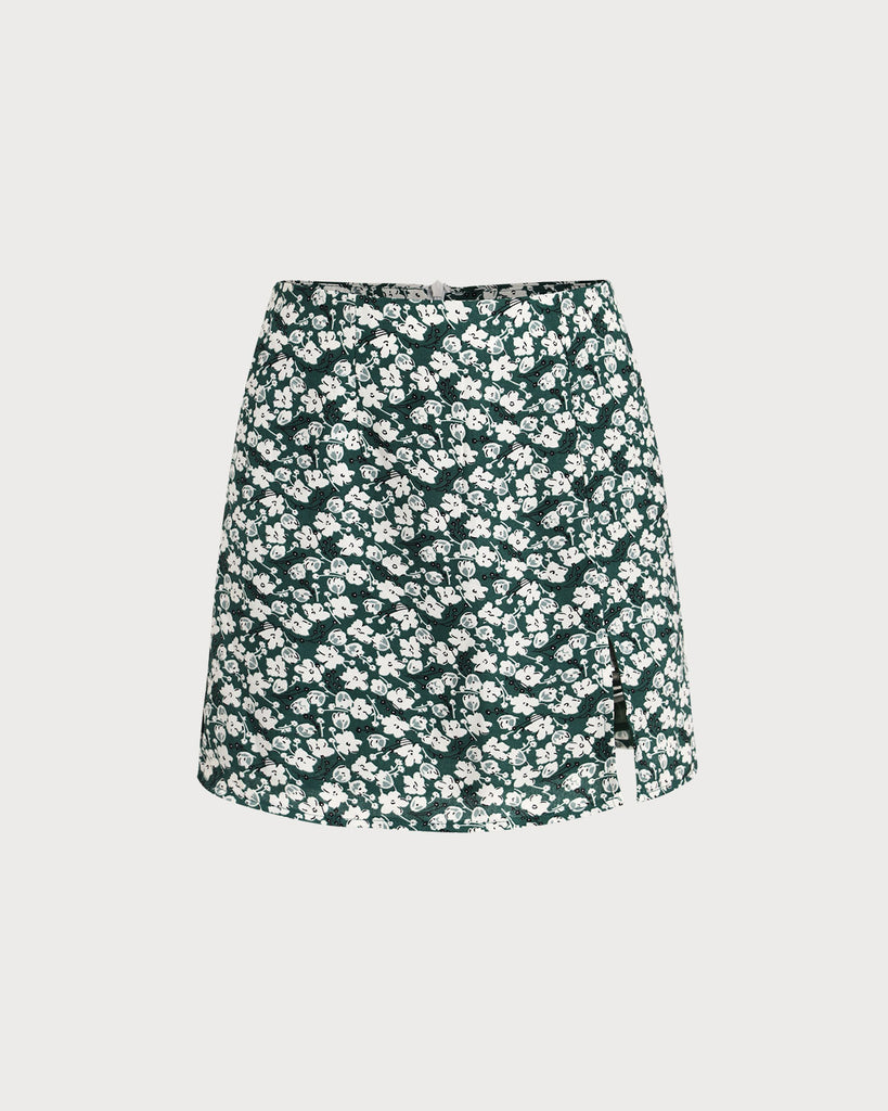 Green Floral A-line Mini Skirt - RIHOAS