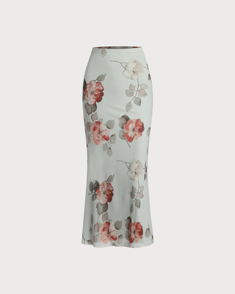 Women's Woven Polyester Skirts Green Bottoms - RIHOAS