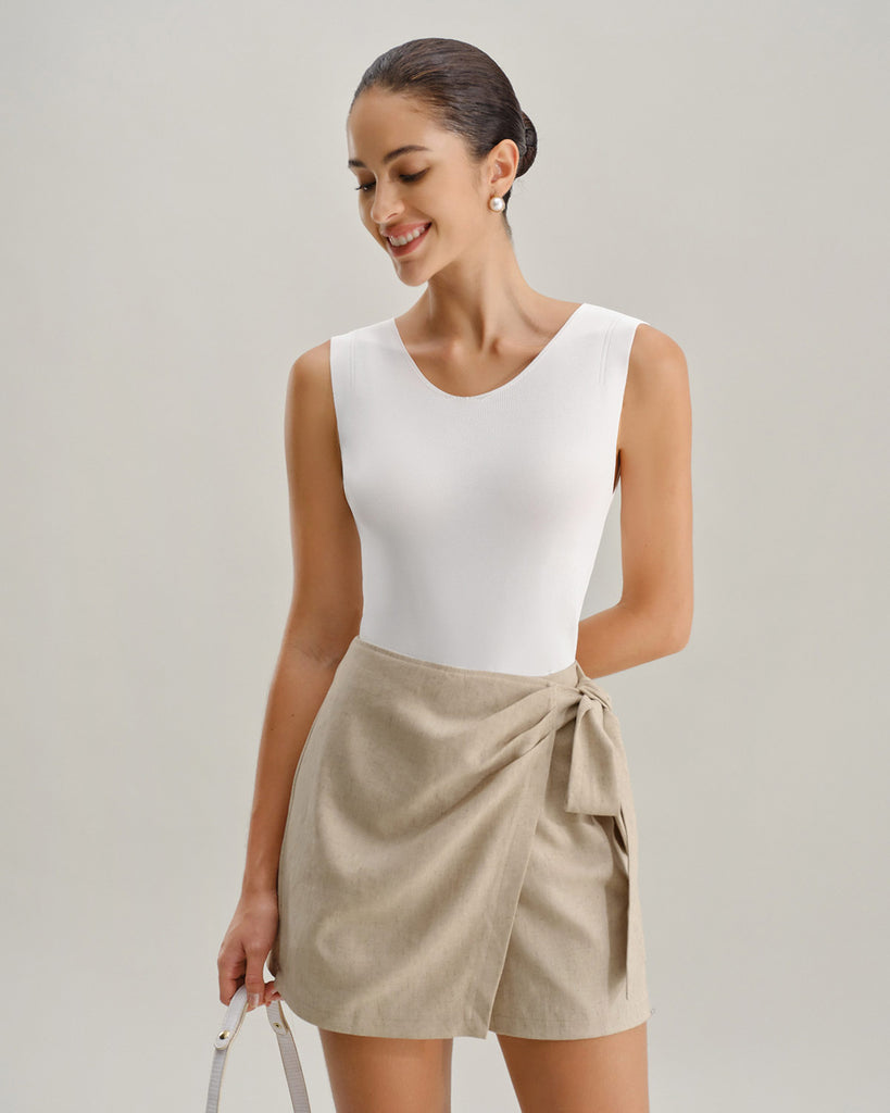 Women's Woven Polyester Skort Bottoms - RIHOAS