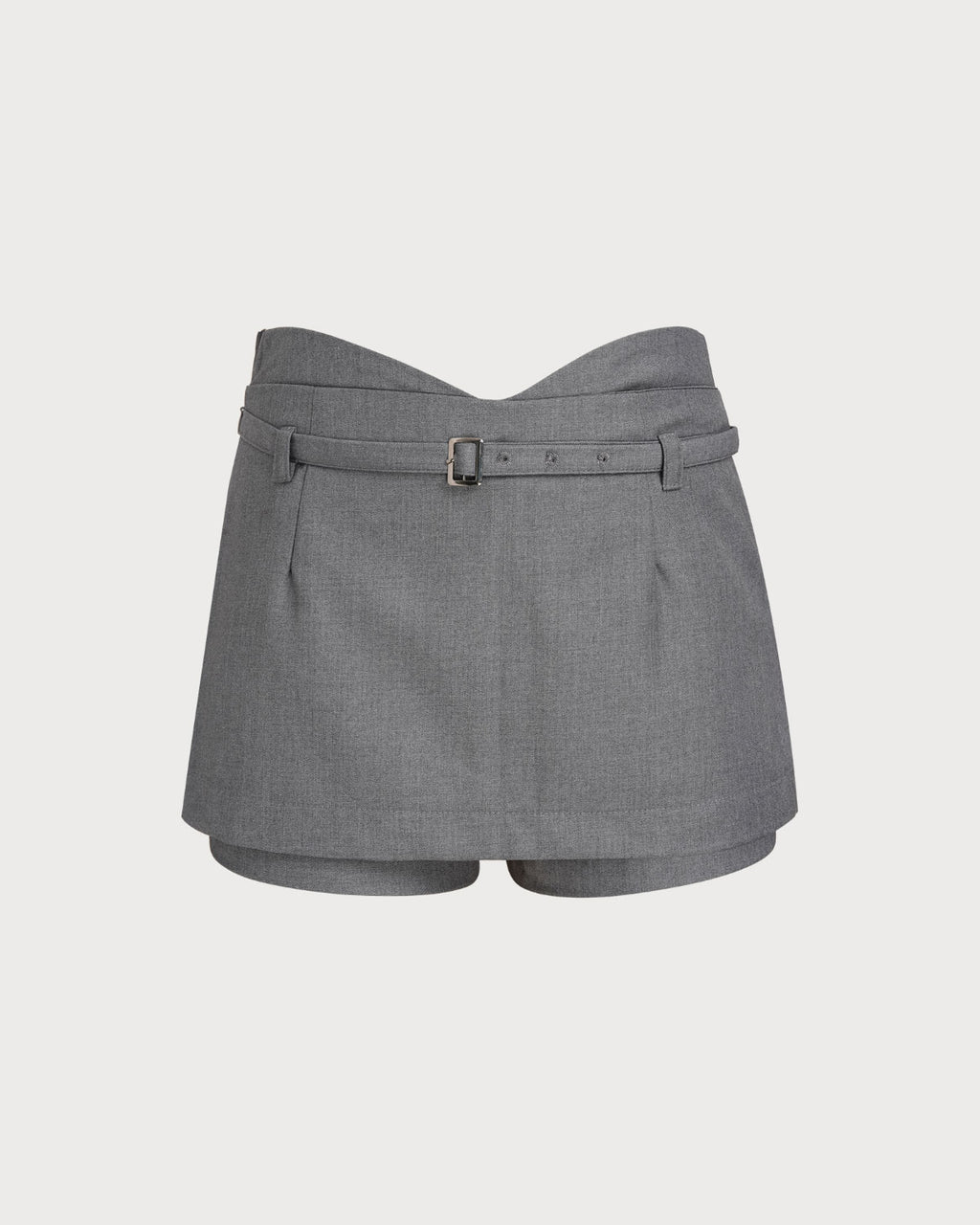 Women's woven polyester Skort Grey Bottoms - RIHOAS
