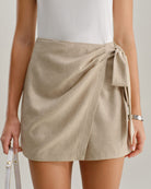 Women's Woven Polyester Skort Khaki Bottoms - RIHOAS