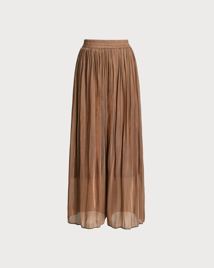 Women's Woven Polyester Skorts Caramel Bottoms - RIHOAS
