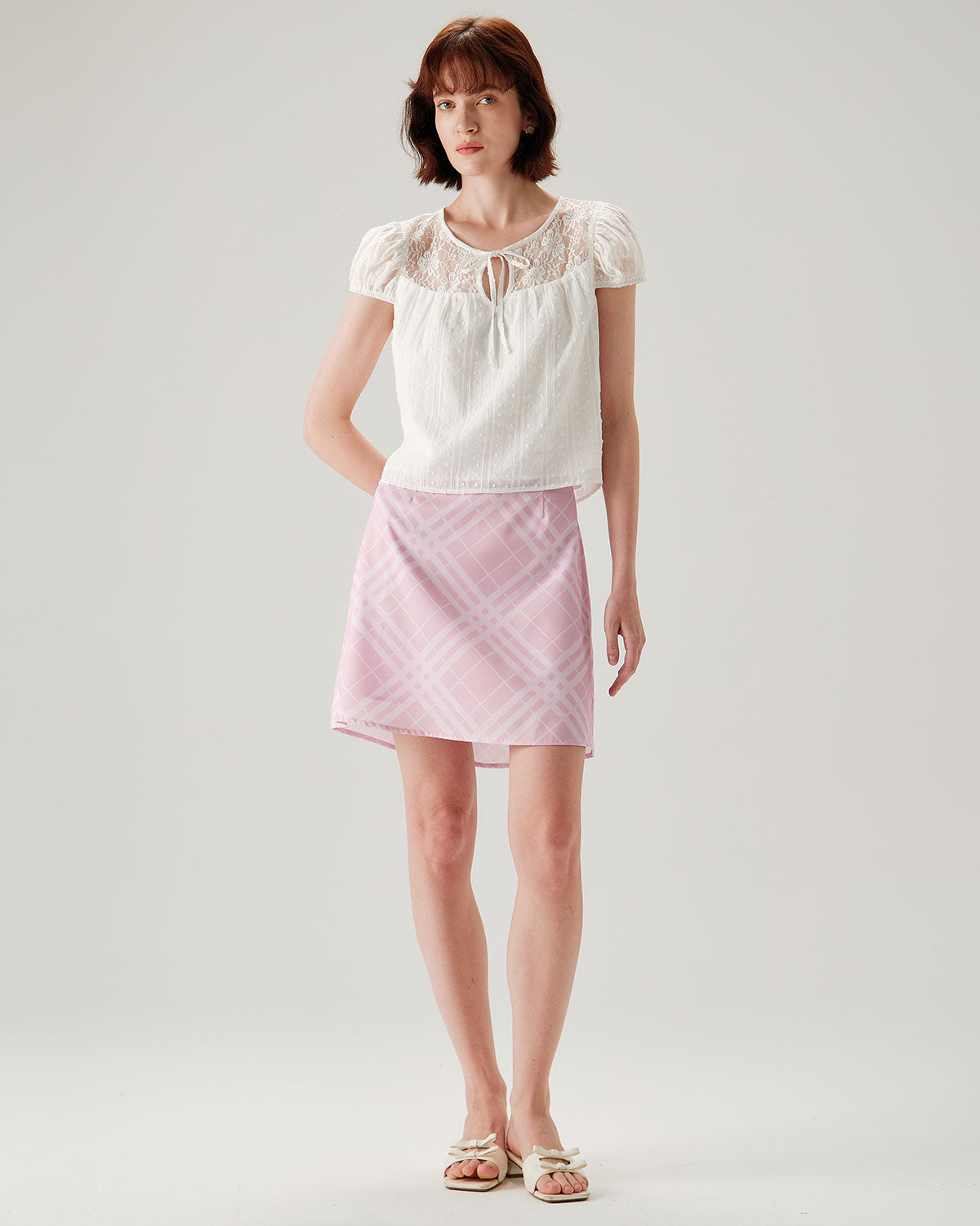 White Lace Puffed Sleeve Tee - RIHOAS