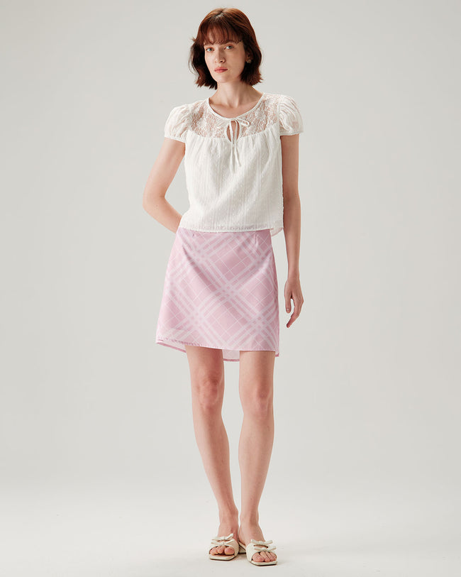 White Lace Puffed Sleeve Tee - RIHOAS