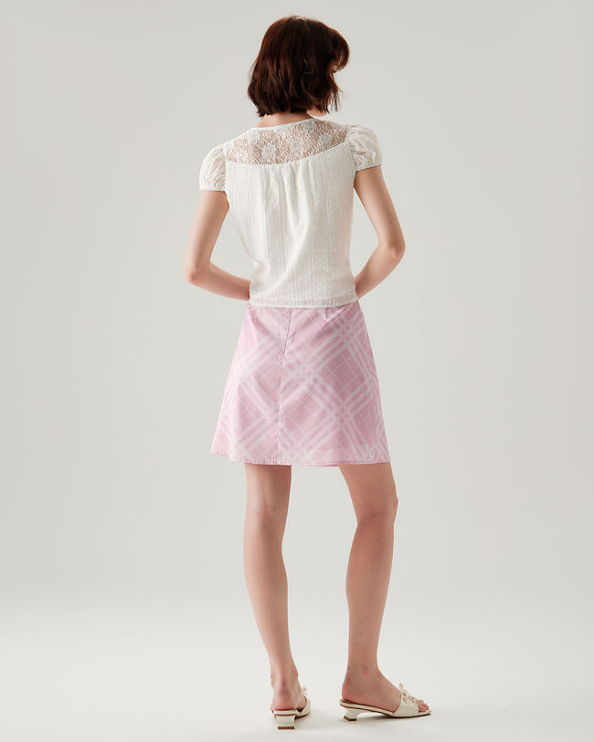 White Lace Puffed Sleeve Tee - RIHOAS