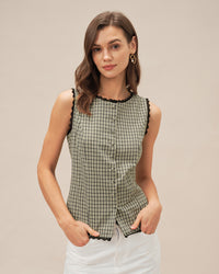 Women's Woven Polyester Tank Top Apricot Tops - RIHOAS