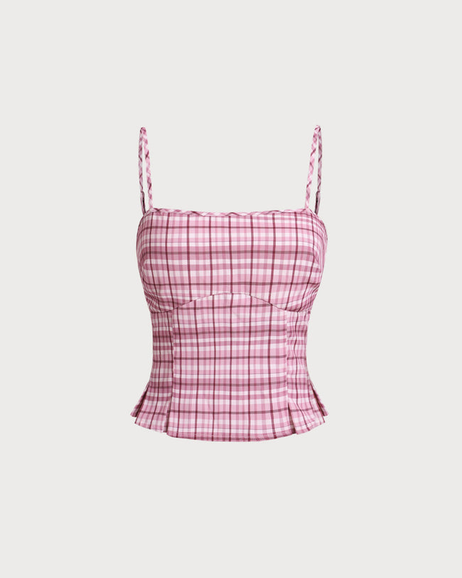 Women's Woven Polyester Tank Top Pink Tops - RIHOAS