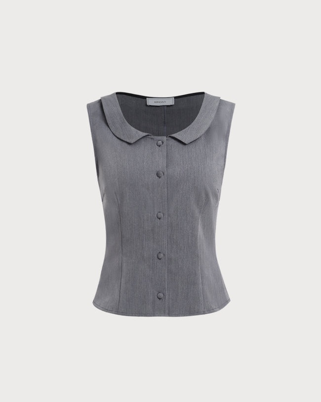 Women's Woven Polyester Tank Tops Grey Tops - RIHOAS