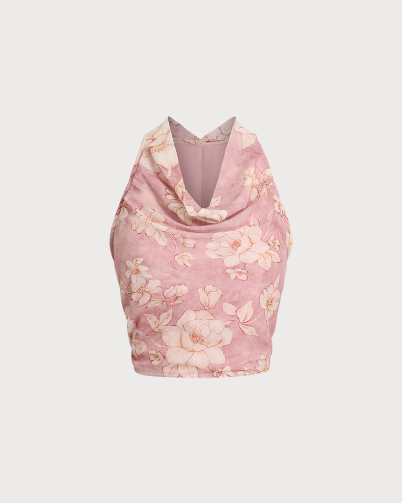 Pink Floral Cropped Tank Top - RIHOAS