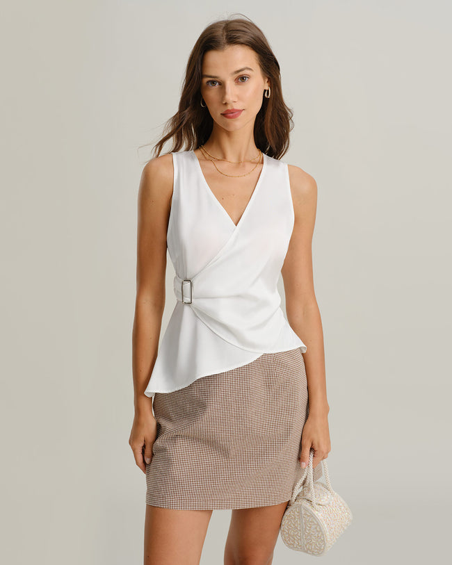 Women's Woven Polyester Tank Tops Tops - RIHOAS