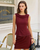 Women's Woven Polyester Tank Tops Tops - RIHOAS