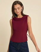 Women's Woven Polyester Tank Tops Tops - RIHOAS