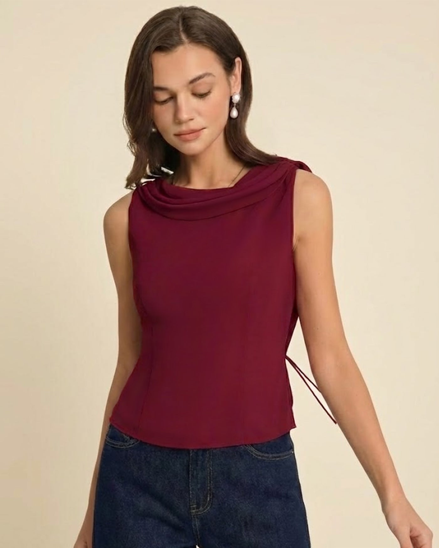 Women's Woven Polyester Tank Tops Tops - RIHOAS