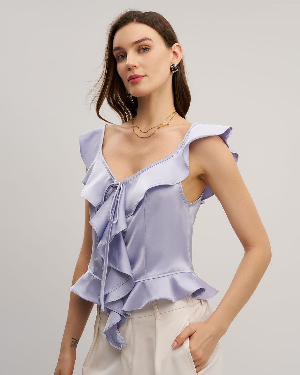 Women's Woven Polyester Tank Tops Tops - RIHOAS