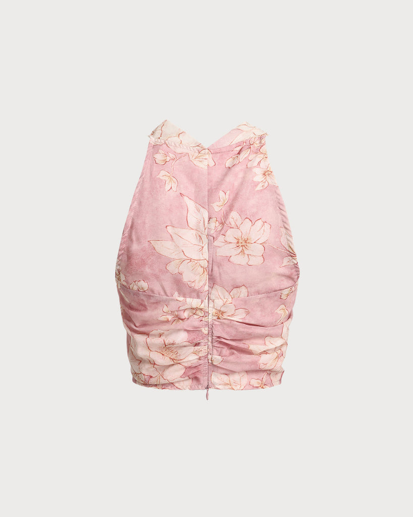 Pink Floral Cropped Tank Top - RIHOAS
